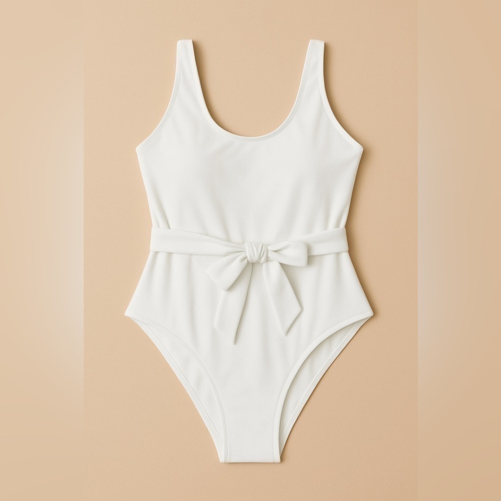 Boohoo Plus Tie Waist Swimsuit | White | Size 24 | NWT